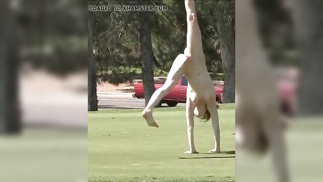 Naked cheerleader flips 2