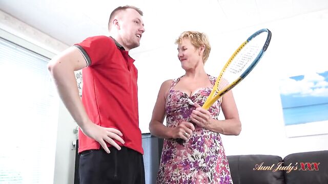 AuntJudysXXX - Busty 57yo Molly Fucks her Tennis Instructor