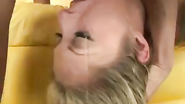 Blonde Girl drinks a Bowle of Cum - Bukakke