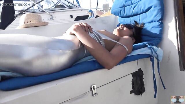 SOMEONE COULD SEE US! VIVA ATHENA GIVES SNEAKY BLOWJOB ON BOAT