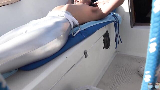 SOMEONE COULD SEE US! VIVA ATHENA GIVES SNEAKY BLOWJOB ON BOAT