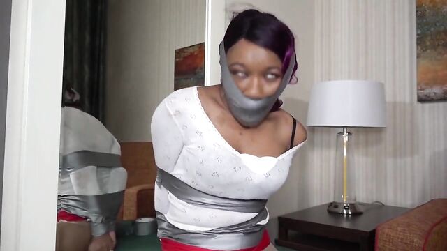 Black Girl Duct taped and Gagged Bondage