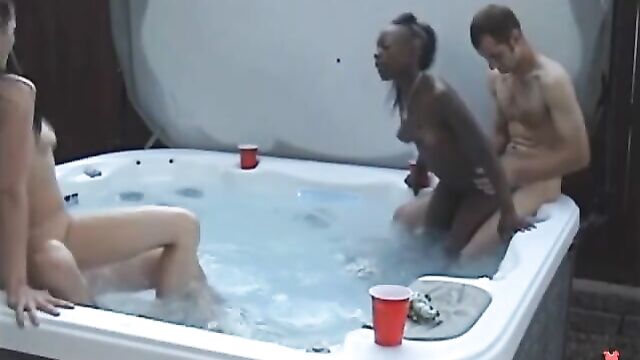 Interracial Amateur Orgy - Swingers In My Hot Tub