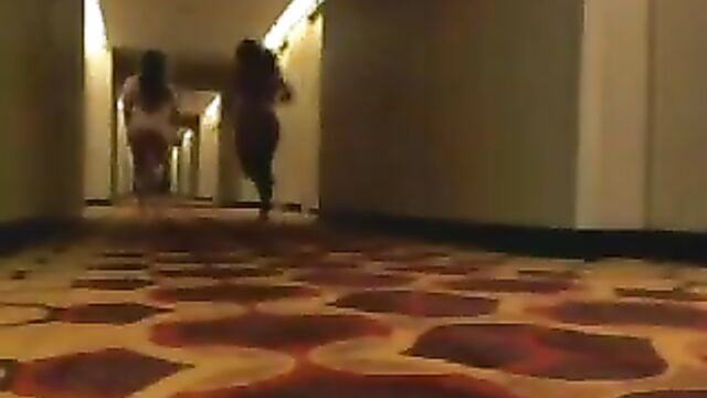 2 women with saggy tits nude in public ( Hotel )