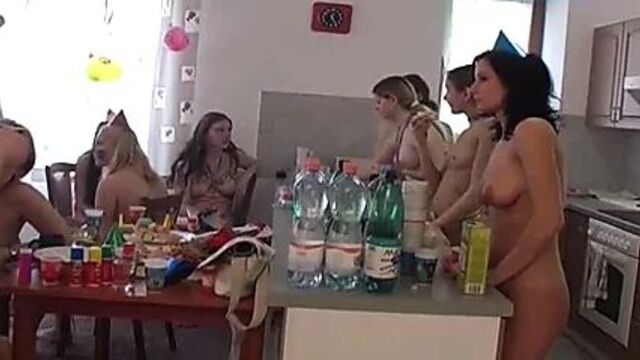 Nudist girls group party