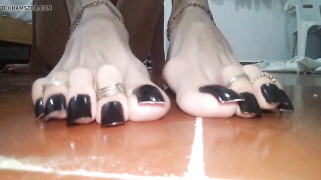 Black toes nails closeup