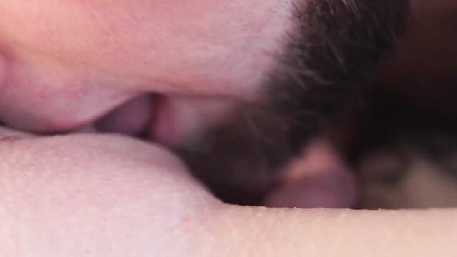 CLOSE-UP CLIT licking. Perfect young pink pussy PETTING
