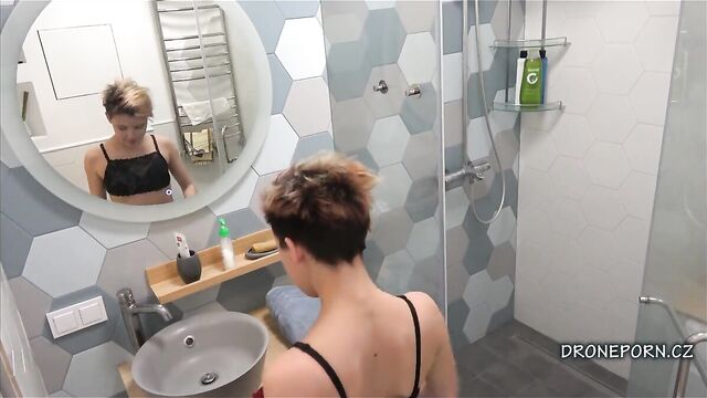 Alex in the shower - voyeur cam