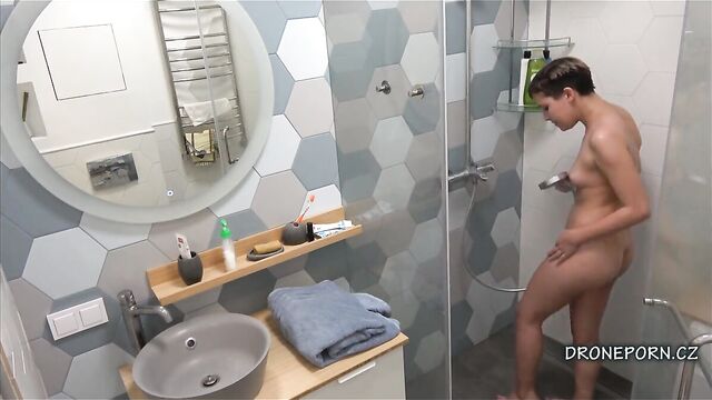 Alex in the shower - voyeur cam