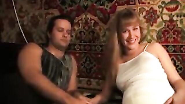 Russian couple having sex and talking to the camera
