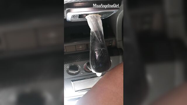 Slut jumps on the gearshift knob