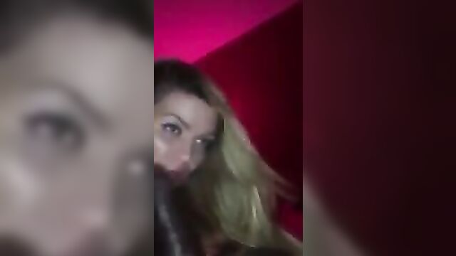 White woman sucking BBC behind her husbands back