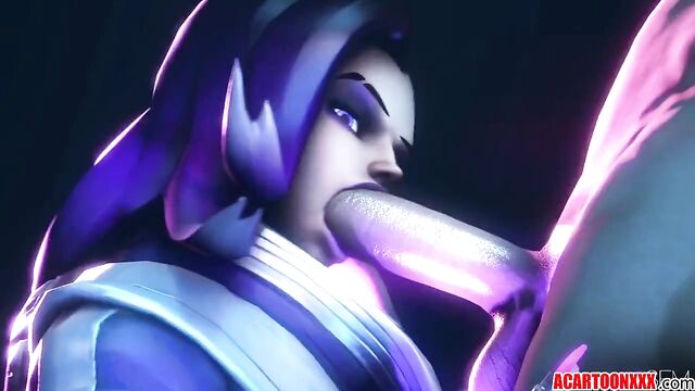 Cute Sombra fucking and jerking off big dick