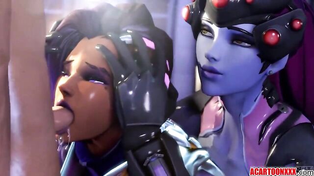 Cute Sombra fucking and jerking off big dick