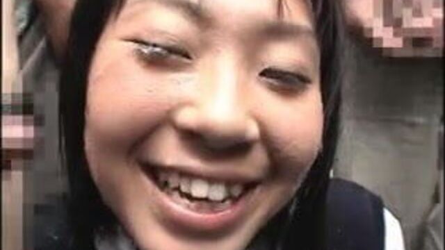 Japanese girl receives a bukkake in public