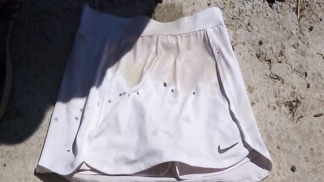 piss on white nike skort 2