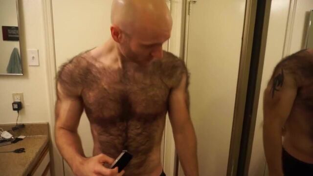 Hairiest man shaves his entire chest and back!