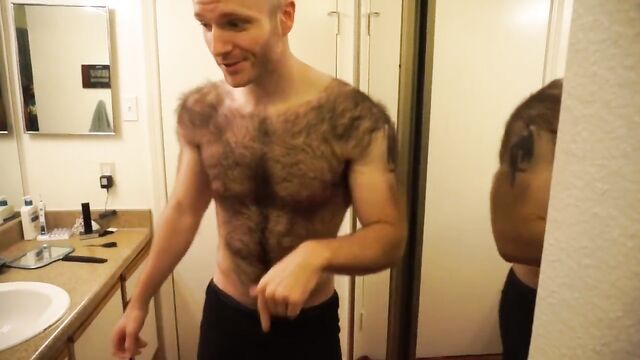 Hairiest man shaves his entire chest and back!