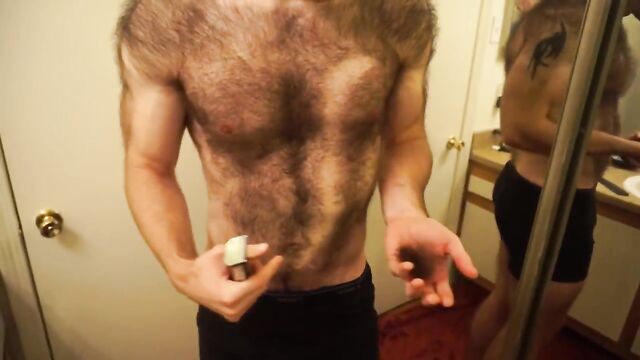 Hairiest man shaves his entire chest and back!