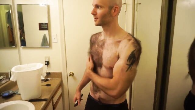 Hairiest man shaves his entire chest and back!