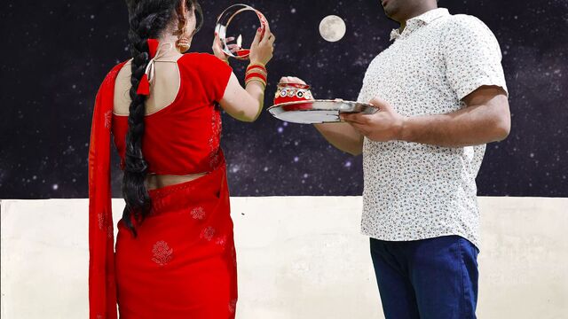 Karva Chauth Special: Newly married priya had First karva chauth sex and had blowjob under the sky with clear Hindi