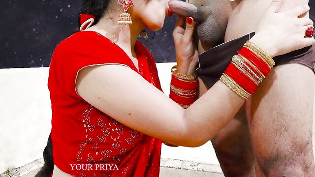 Karva Chauth Special: Newly married priya had First karva chauth sex and had blowjob under the sky with clear Hindi