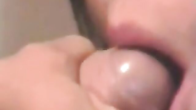 Close up cum swallow