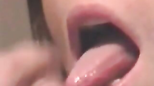 Close up cum swallow