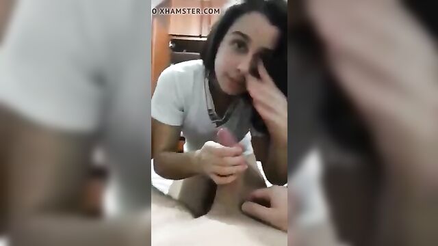 SISTER sucks my penis while STEP MOM IS NOT