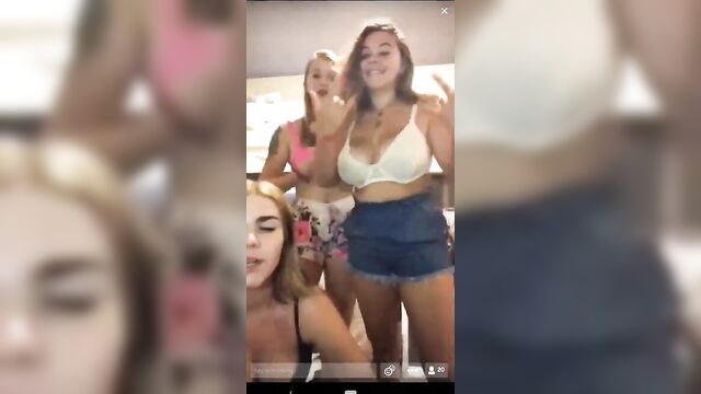 Three Girls Flashing