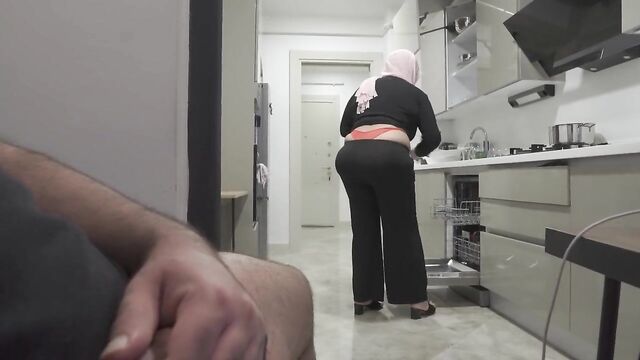 My Big Ass Stepmom caught me Jerking off while watching her.