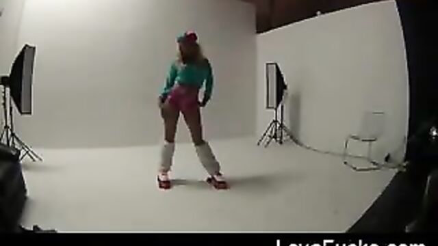 Leya learns how to Roller Skate during a photo shoot