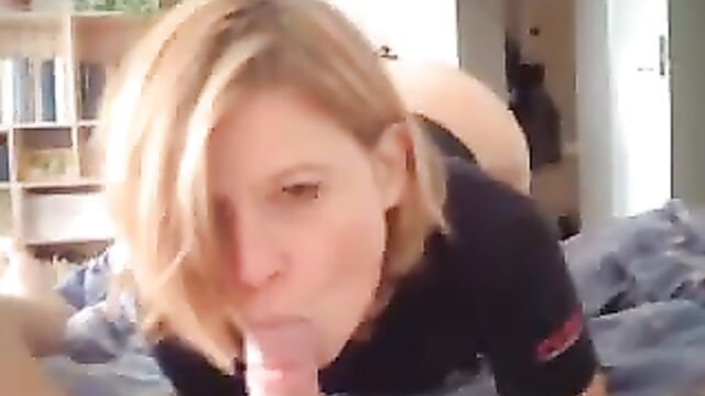 Blonde private amateur middle age milf step mom blowjob and cock riding