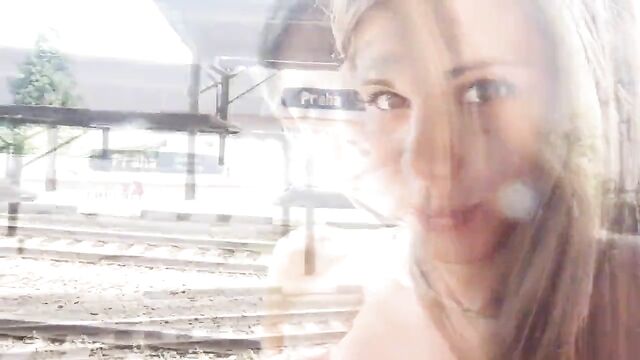 Caprice nude at train station