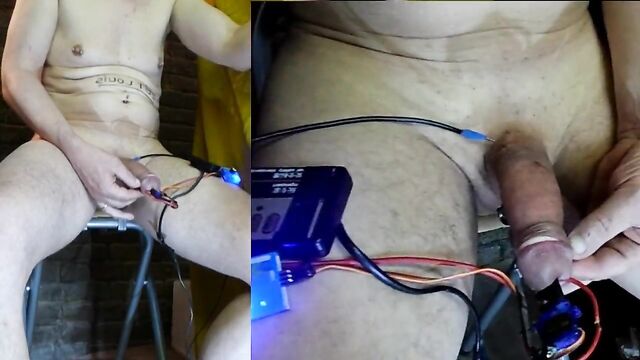OMG CBT electro extrem needle + rotation machine in cock