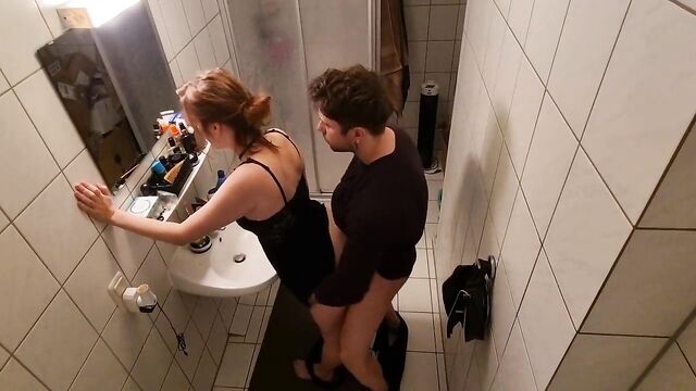 Stepsister Fucked In The Bathroom And Almost Got Caught By Stepmother