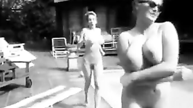 Two Busty Girls Shaking Boobs in Pool (1960s Vintage)