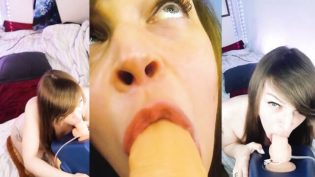 Sucking And Fucking A Squirting Dildo Messy Fun