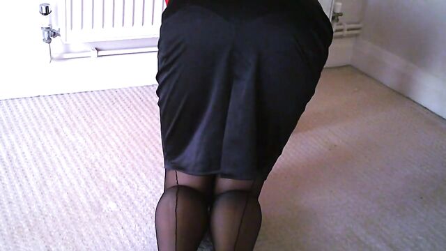 Pencil Skirt With Black Seamed Stockings