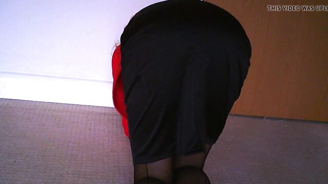 Pencil Skirt With Black Seamed Stockings