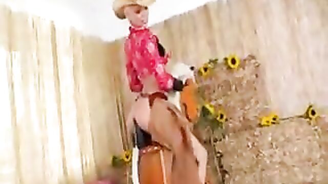 cowgirl rides large anal dildo on rocking - kcxxx