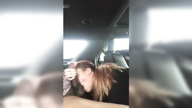 WHITE GIRL SUCKS GIANT BBC IN CAR