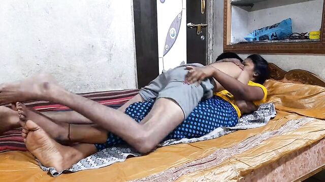 18 Year Old Indian Tamil Couple Fucking With Horny Skinny Sex Guru Giving Love To GF