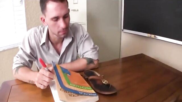 Teacher becomes the foot slave