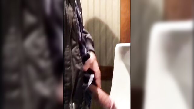 Huge cock caught on film at urinal