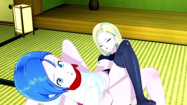 Bulma and Android 18 having hot lesbian sex.