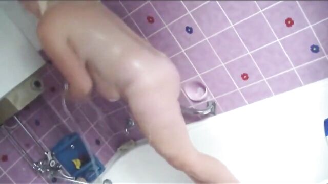 Chubby Wife Takes A Shower