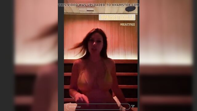 Persian Iranian model Estrella Nouri, sexy bikini, live, nipple