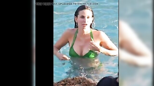 Courteney Cox green bikini