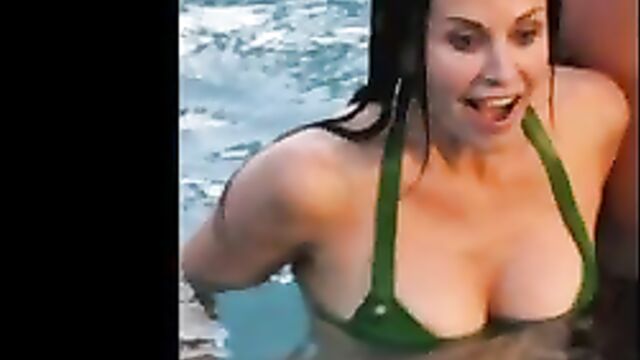 Courteney Cox green bikini